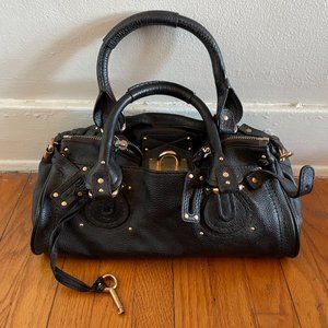 Chloe small dark brown leather motorcycle bag